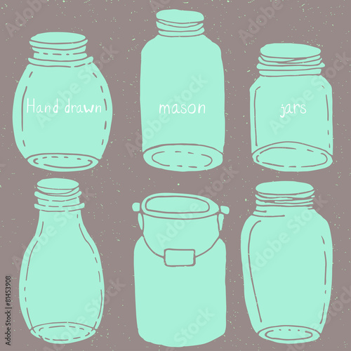 Hand drawn doodle mason jars kit