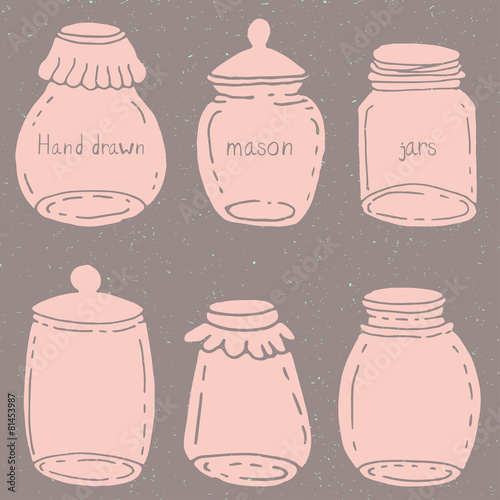 Hand drawn doodle mason jars kit
