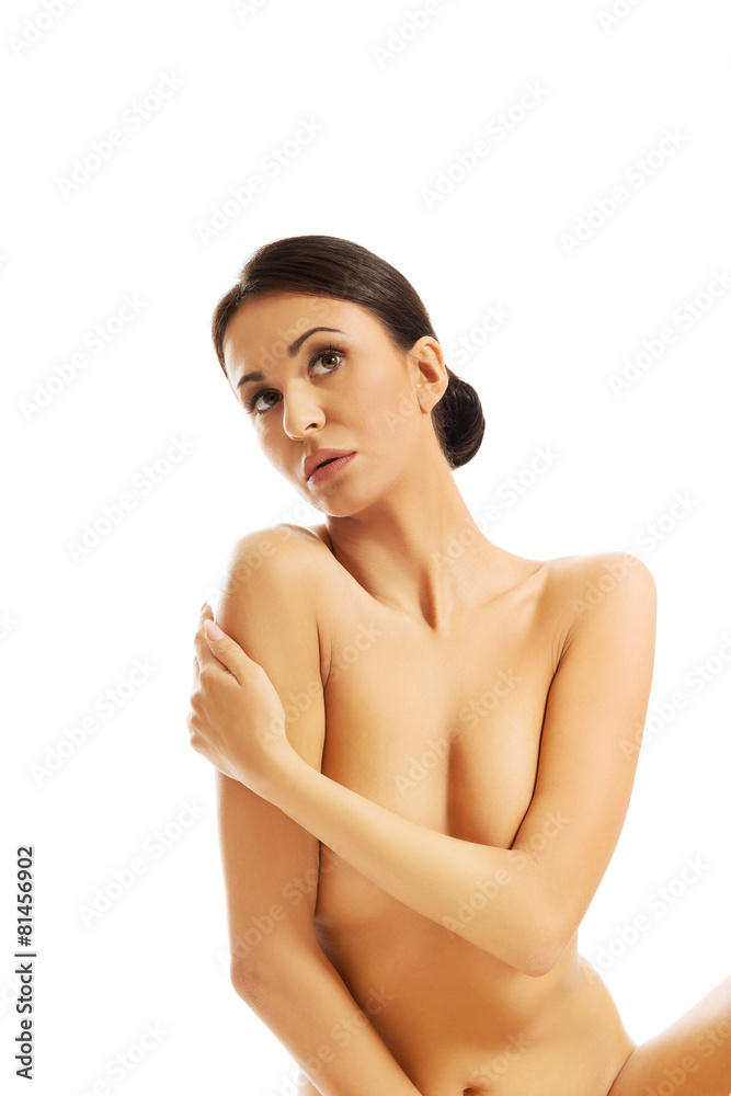 Beautiful topless woman sitting Beautiful topless woman sitting