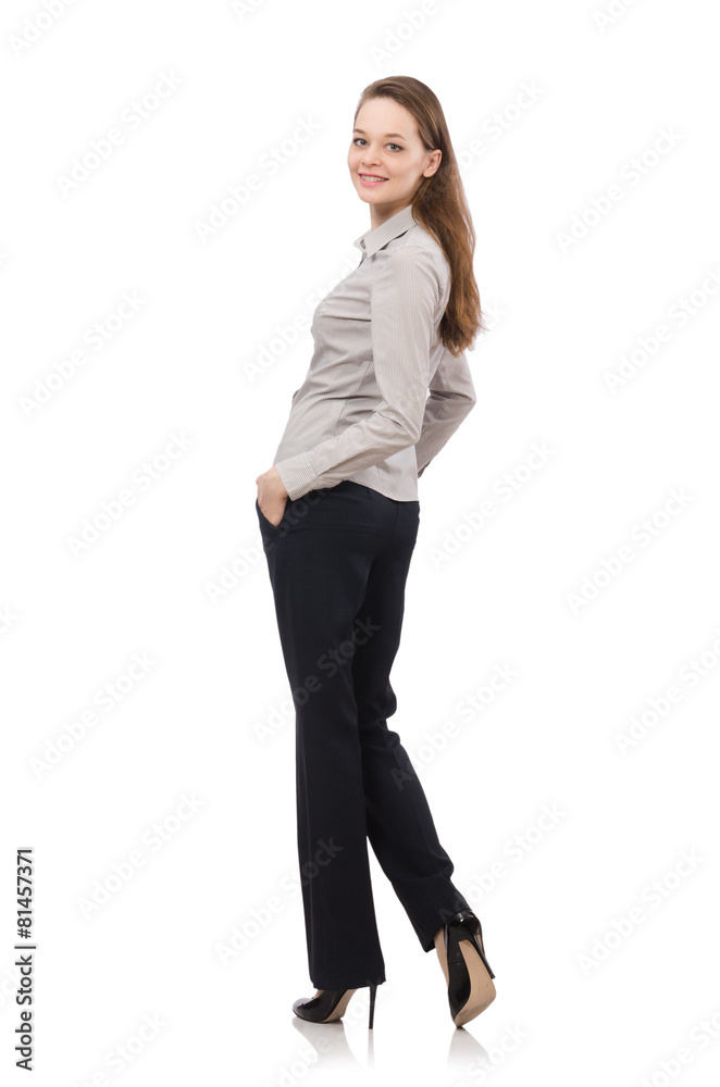 Working lady isolated on white
