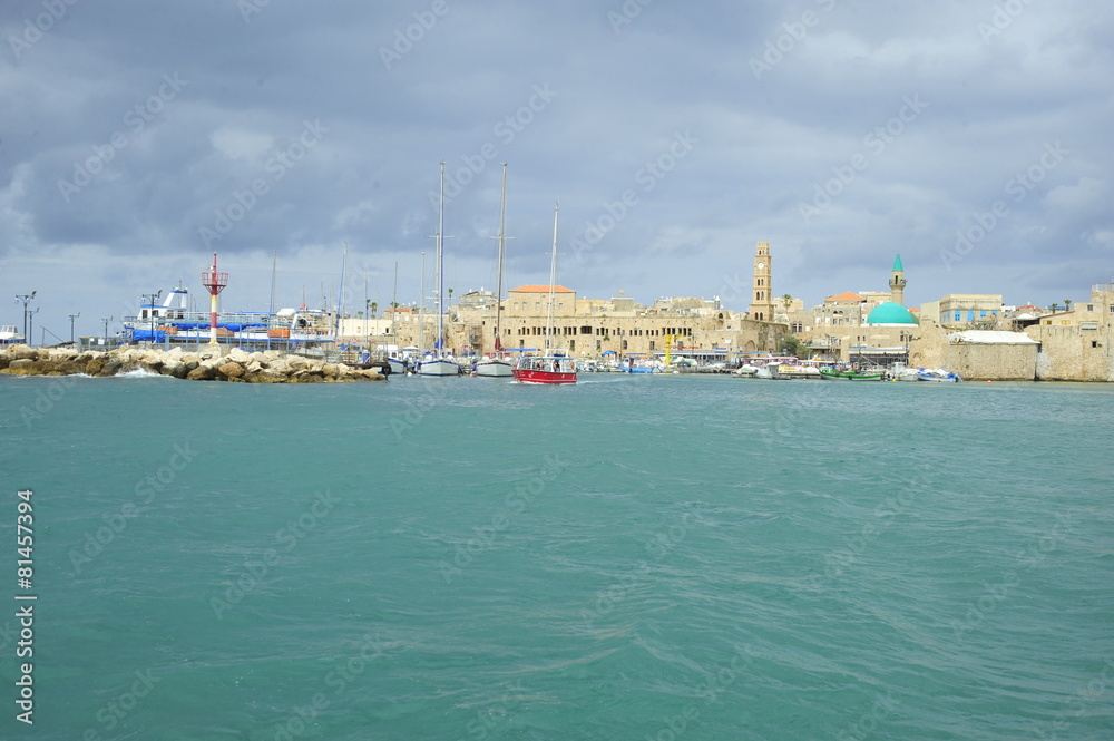 View from the fishing boats on the walls of the old Acre port fortress