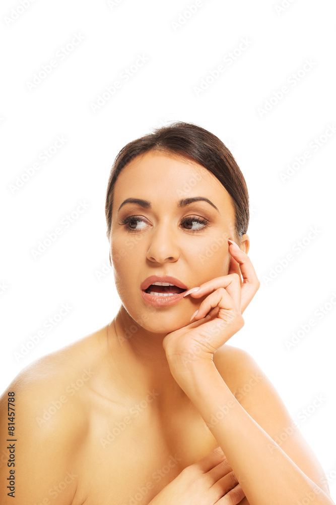 Beautiful spa woman sitting and thinking Beautiful spa woman sitting and thinking