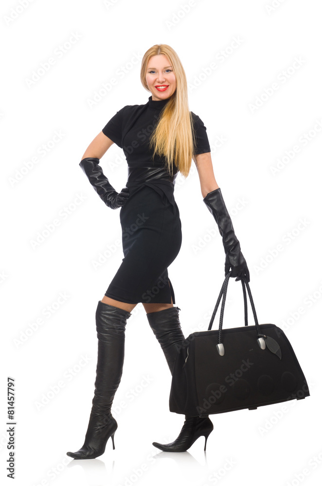 Pretty woman with bags isolated on white Pretty woman with bags isolated on white