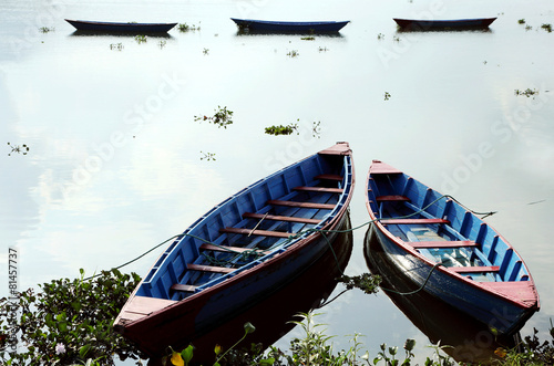 Colorful boats in Phewa lake photo