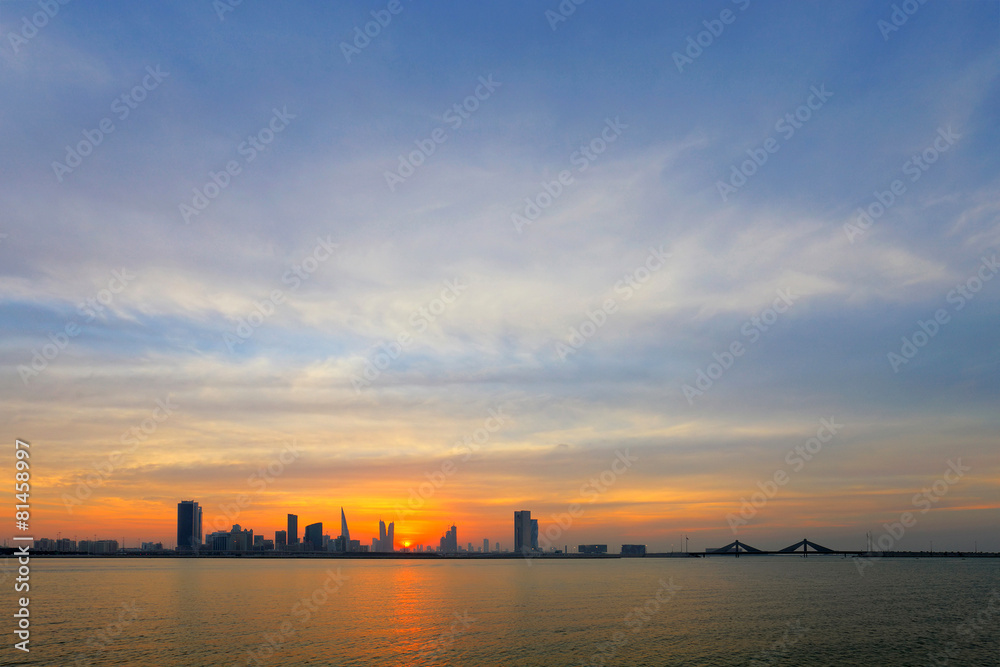 Beautiful skyline of Bahrain during dusk, HDR