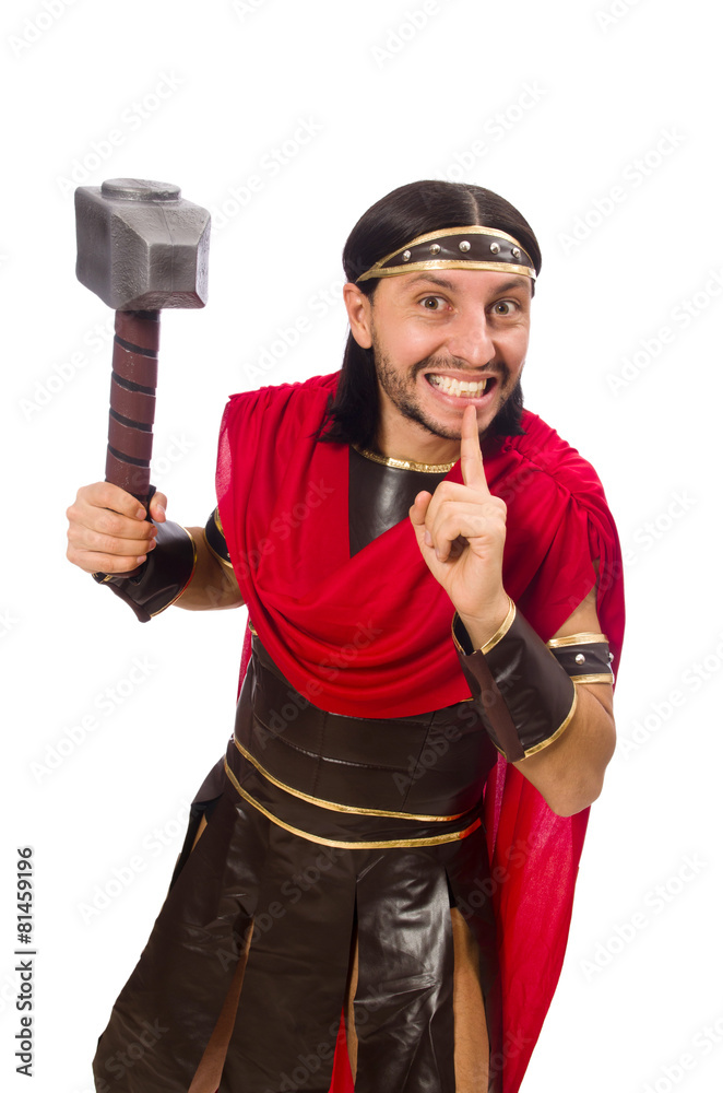 Gladiator with hammer isolated on white Gladiator with hammer isolated on white