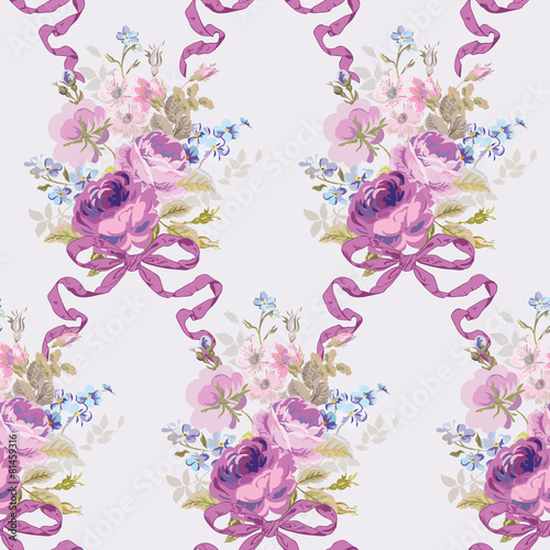 Spring Flowers Backgrounds - Seamless Floral Shabby Chic Pattern