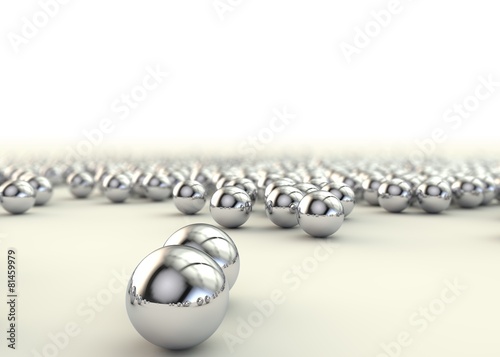 Steel balls bearing on the floor