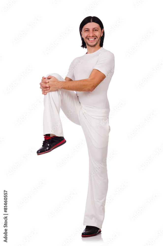 A man in white sportswear isolated on white A man in white sportswear isolated on white