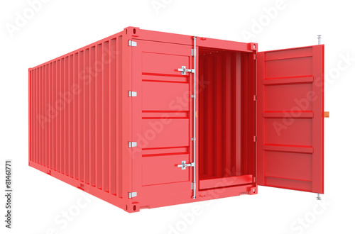 red opened cargo container