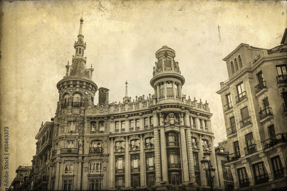 antik texturiertes Bild von historischen Gebäuden in Madrid antik texturiertes Bild von historischen Gebäuden in Madrid