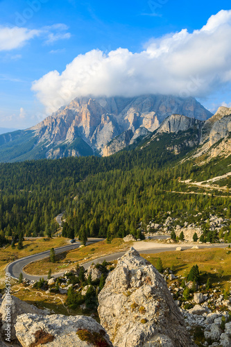 View of Dolomites Mountains in autumn season, Italy