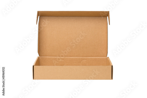 Open shipping cardboard box isolated