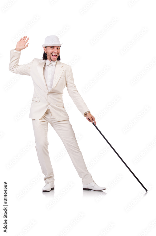 Gentleman in white suit isolated on white Gentleman in white suit isolated on white