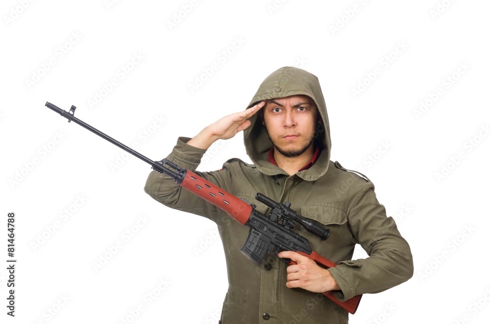 Man with a gun isolated on white Man with a gun isolated on white