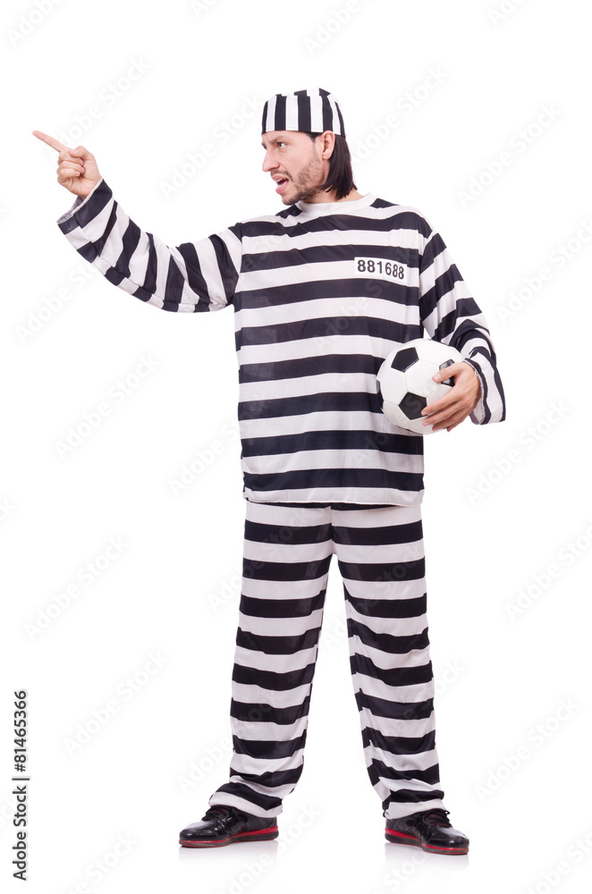 Prison inmate isolated on the white background