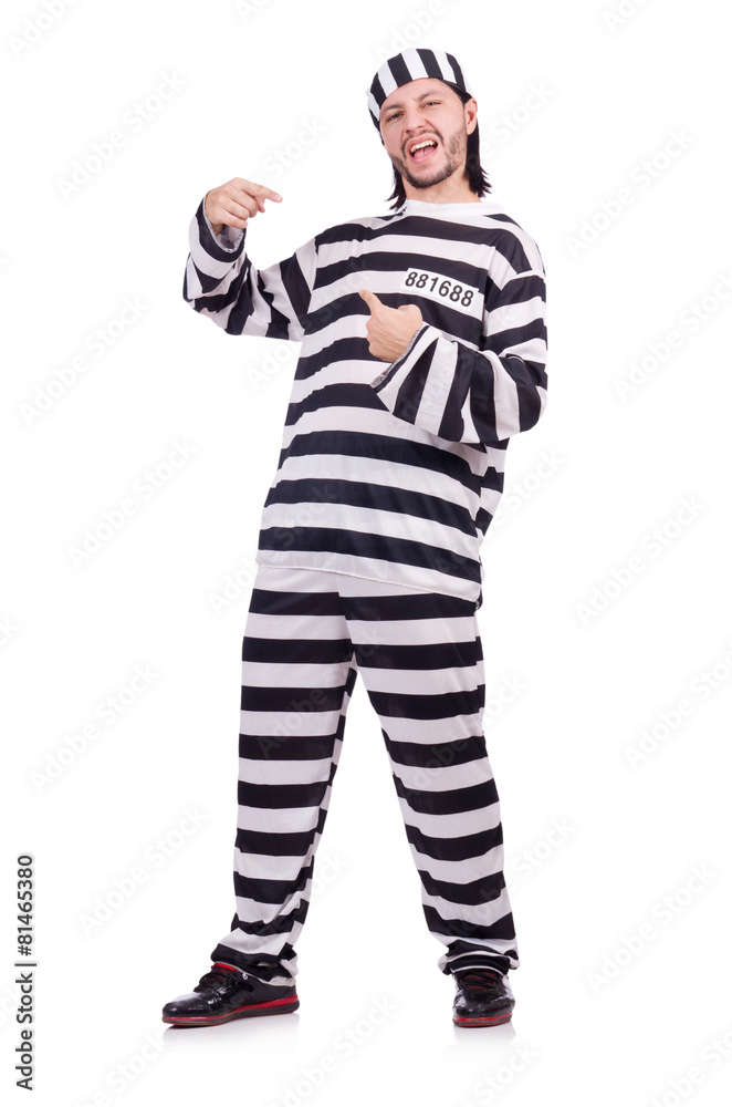 Prison inmate isolated on the white background Prison inmate isolated on the white background