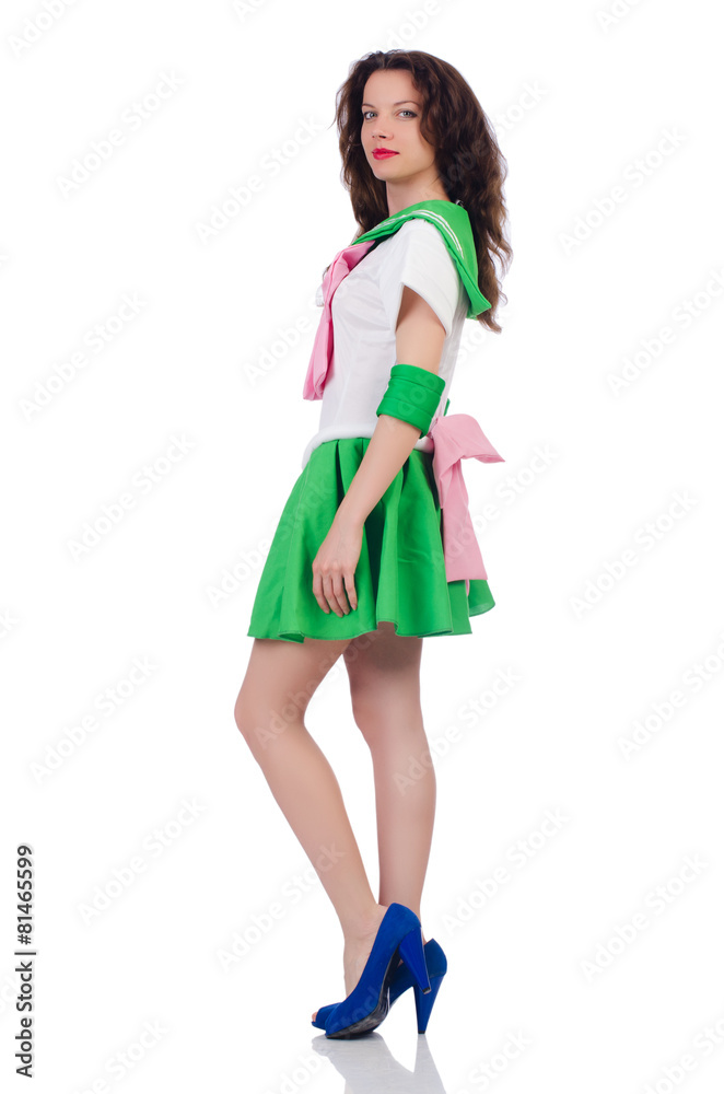 Female model in cosplay costume isolated on white Female model in cosplay costume isolated on white