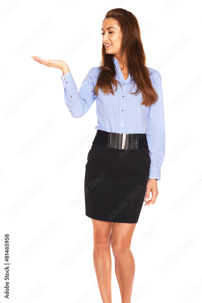 Pretty office employee on a white background Pretty office employee on a white background