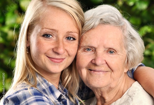 Grandmother and granddaughter.