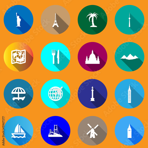 Flat icons for travel.