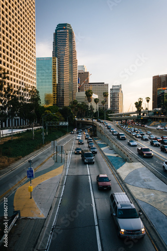 View of the 110 Freeway from the 4th Street Bridge, in downtown