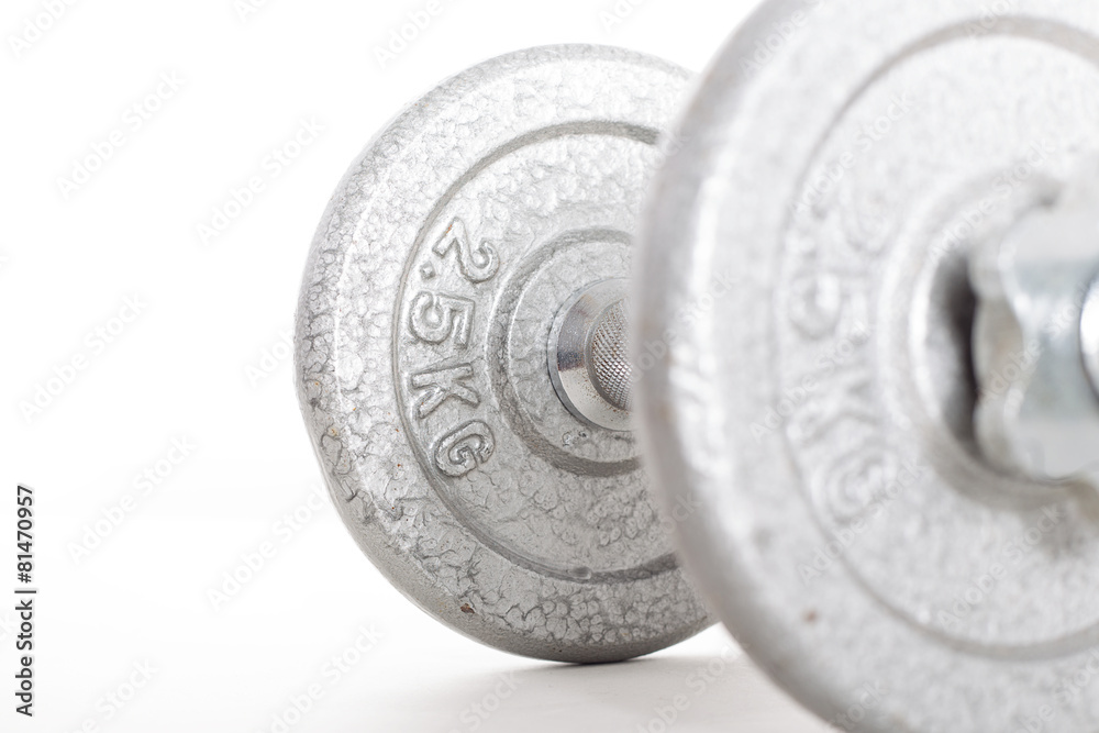 Dumbbell with weight 2.5kg on white background