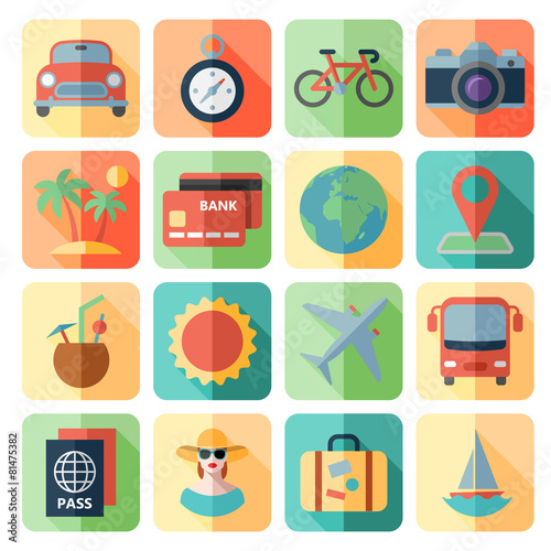 Traveling and transport icons for Web Mobile App.