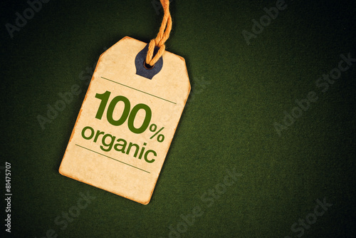 100 Percent Organic Food on Price Label Tag photo