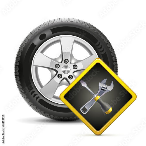 Wheel and sign, vector