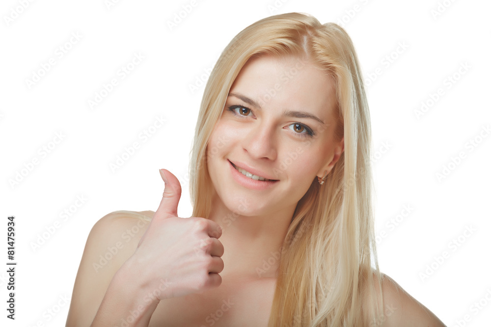 Beautiful woman with perfect skin and face, isolated on white ba Beautiful woman with perfect skin and face, isolated on white ba
