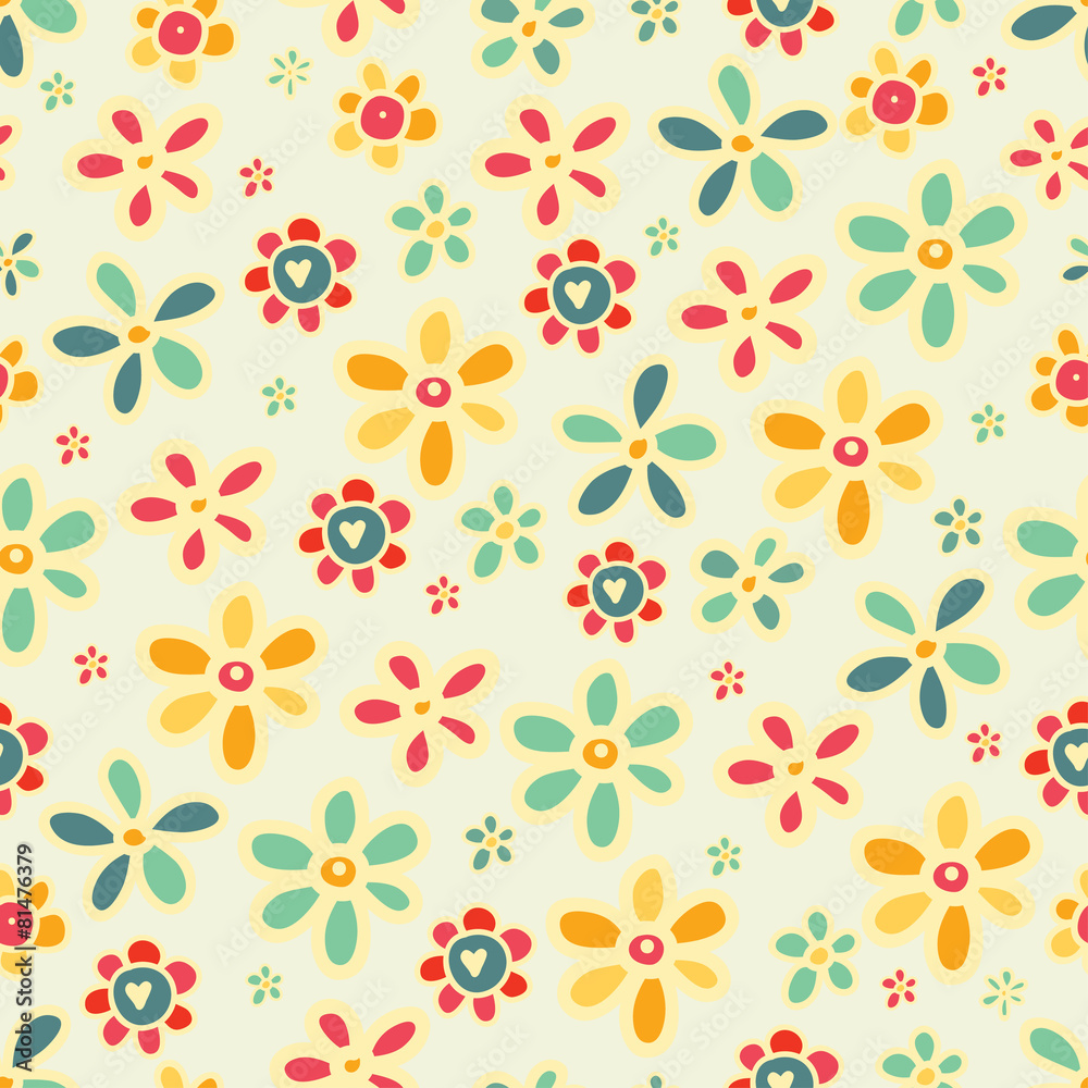 Cute flowers. Seamless pattern. Cute flowers. Seamless pattern.
