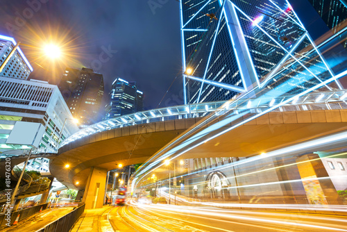 traffic in Hong Kong at night