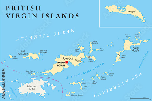 British Virgin Islands Political Map