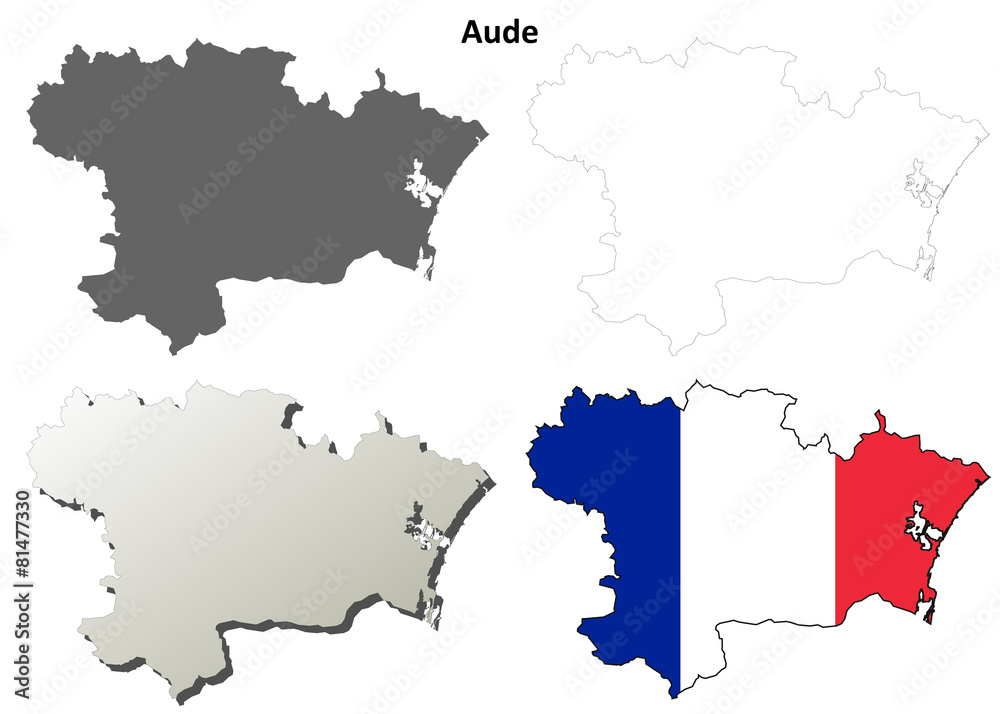 Aude (Languedoc-Roussillon) outline map set