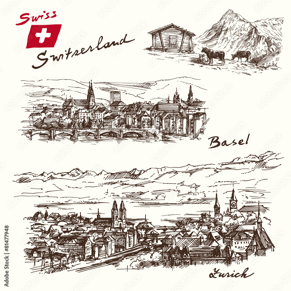 switzerland - han drawn set