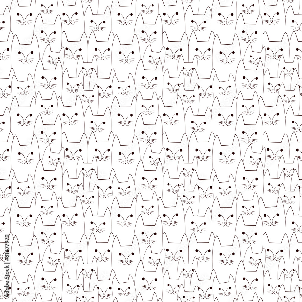 Cat doodles seamless pattern
