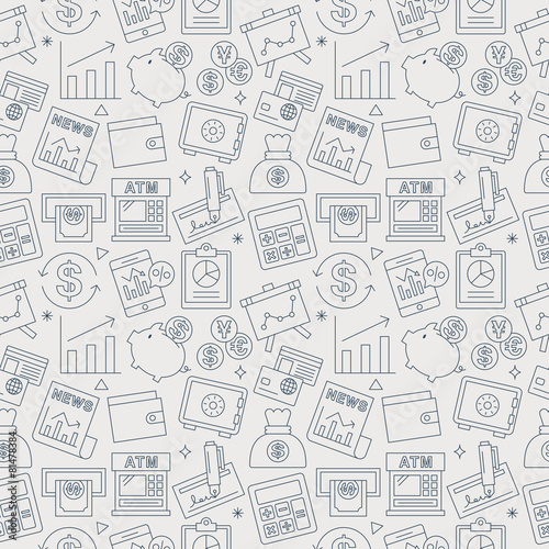 financial line icon pattern set