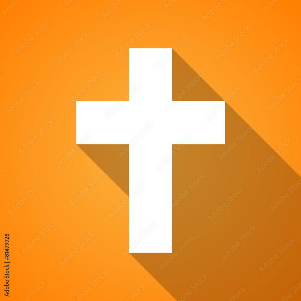 Obraz premium Long shadow christian cross icon