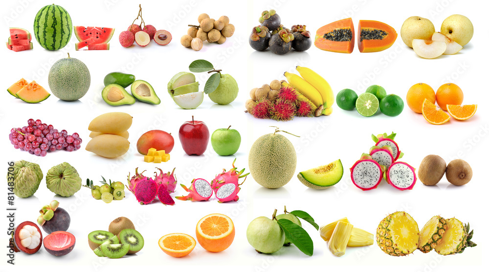 set of fruit isolated on white background set of fruit isolated on white background