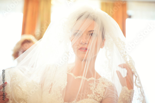 Beautiful bride behind the veil