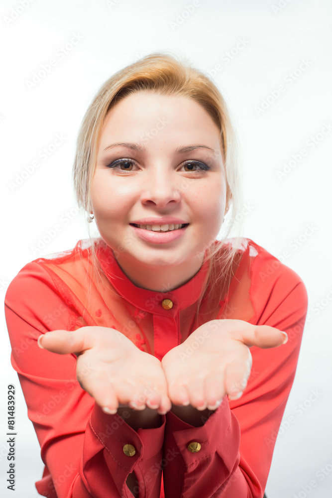 Girl holds a palm Girl holds a palm