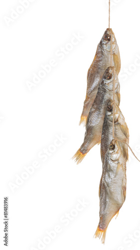 smoked fish on a rope vertically
