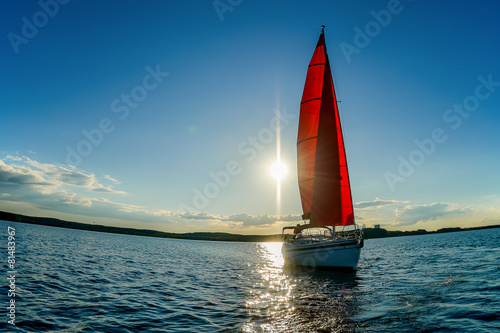 Yacht and blue water ocean