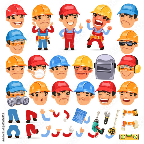 Set of Cartoon Worker Character for Your Design or Aanimation
