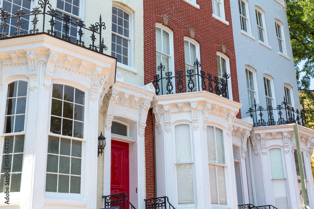 Naklejka premium Georgetown historical district facades Washington