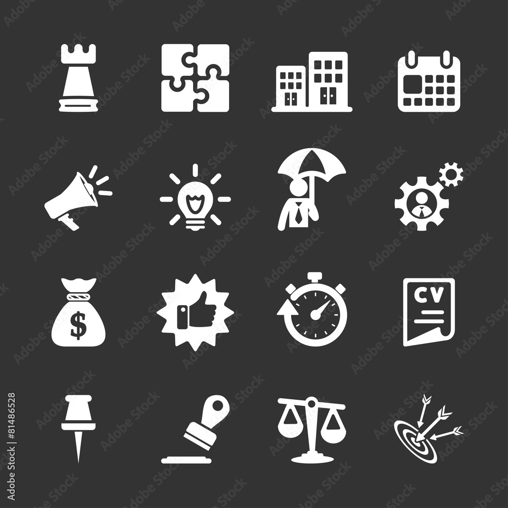 business concept icon set, white version, vector eps10