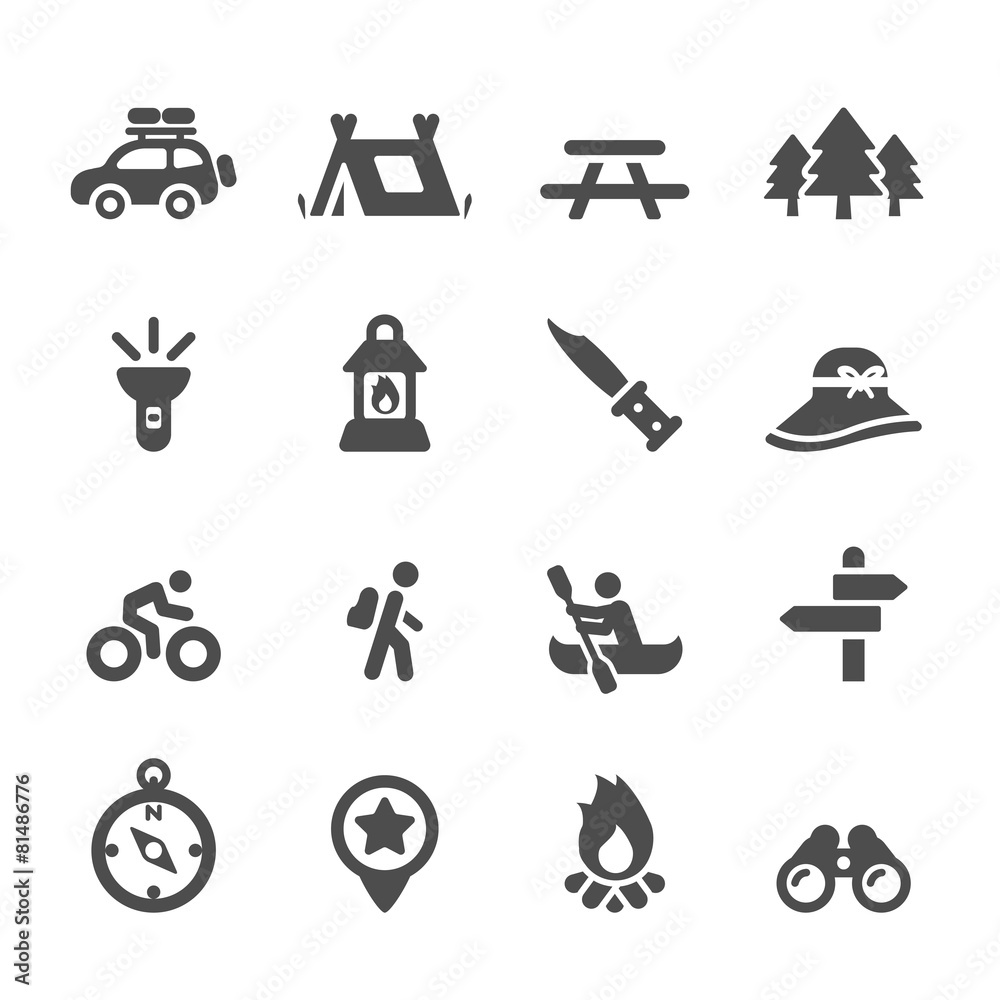 camping icon set, vector eps10 camping icon set, vector eps10
