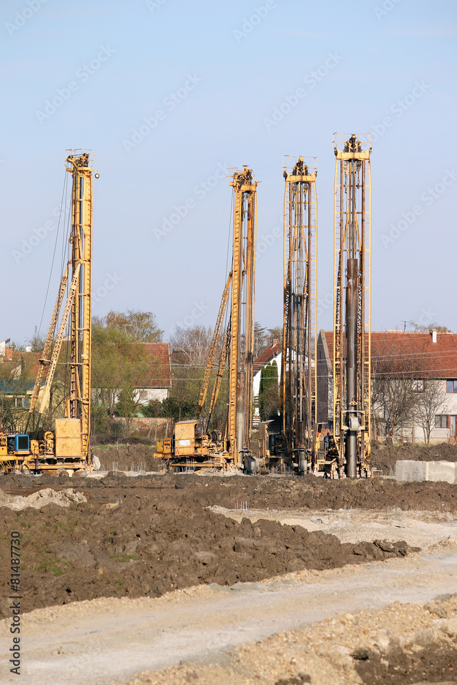 hydraulic drilling machines on construction site