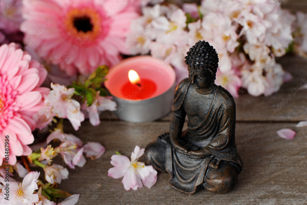 Obraz premium Buddha mit Teelicht